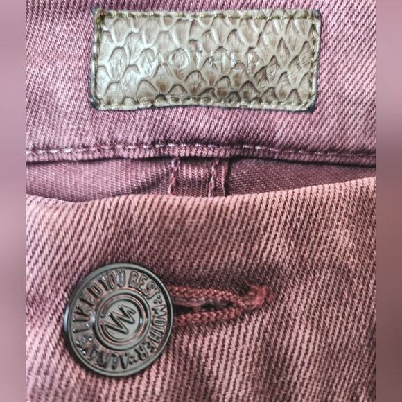 MOTHER The Looker Skinny Denim Jeans Dye Deep Maroon Size 27 - Picture 6 of 10